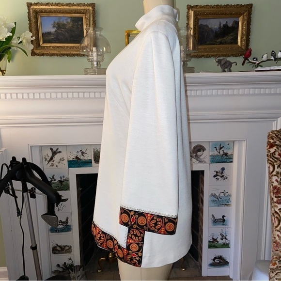 VINTAGE Designer Karla Drabsch 1960s tunic has tapestry trim and is fully lined. - Picture 5 of 14